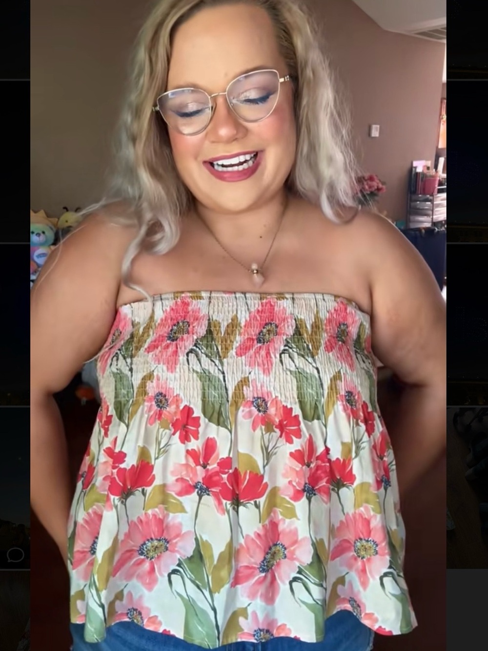 BiBi Floral Smocked Babydoll Top